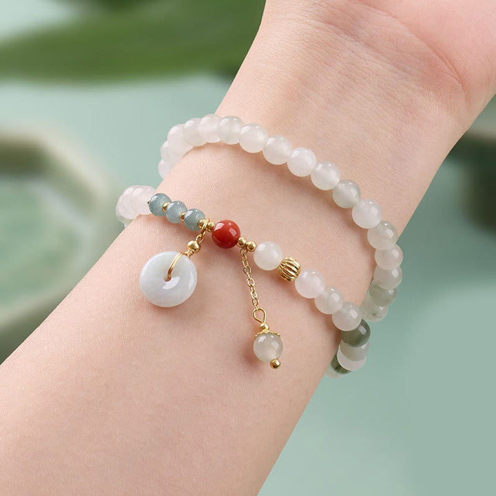 Buddha Stones Bracelet double tour Jade Peace Buckle Chance Abondance - image 2