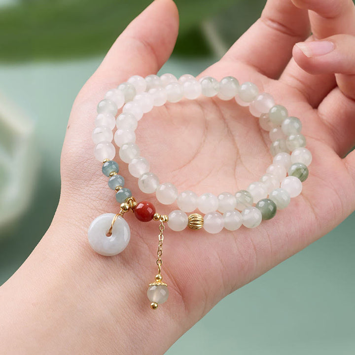Buddha Stones Bracelet double tour Jade Peace Buckle Chance Abondance - image 3