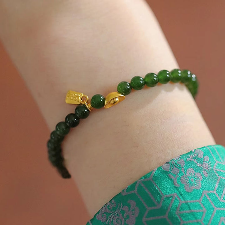 Buddha Stones Bracelet d'espoir relaxant en lingot d'agate verte - image 2