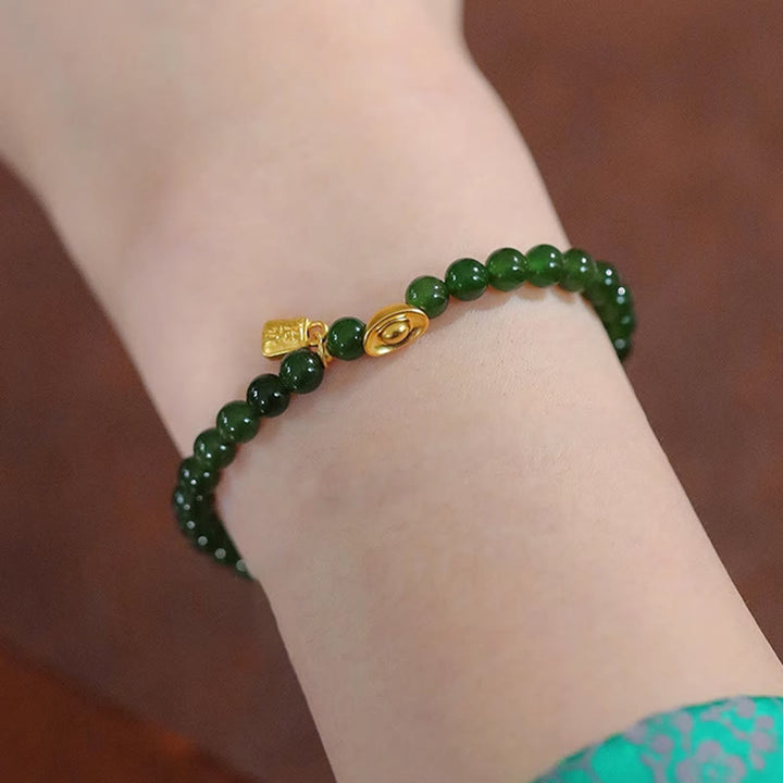 Buddha Stones Bracelet d'espoir relaxant en lingot d'agate verte - image 6