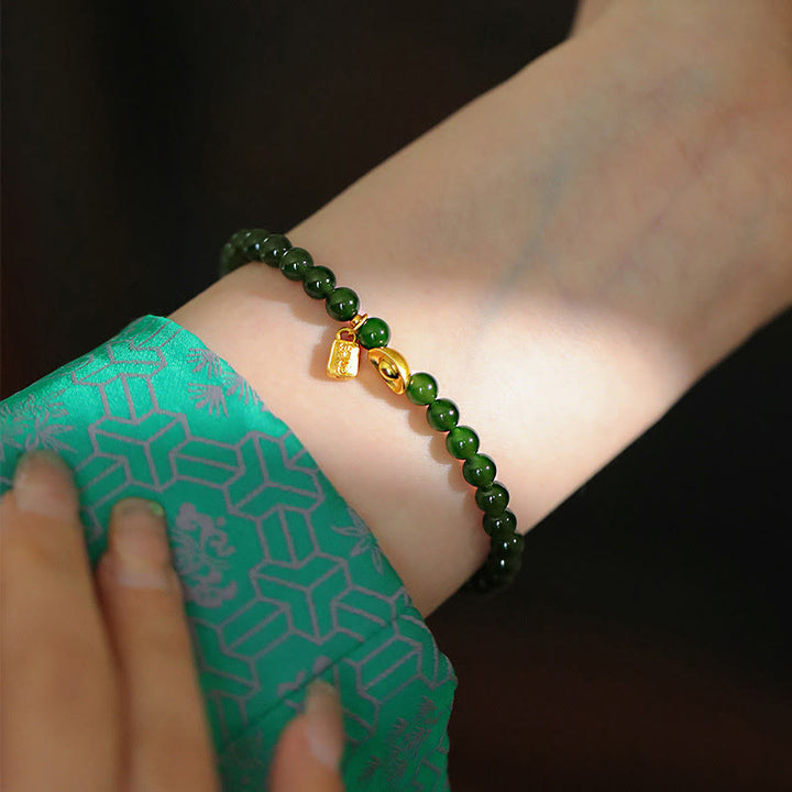 Buddha Stones Bracelet d'espoir relaxant en lingot d'agate verte - Agate verte (Tour de poignet : 14-15 cm) - image 0