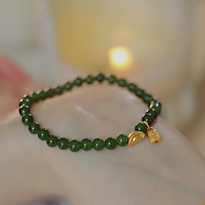 Buddha Stones Bracelet d'espoir relaxant en lingot d'agate verte - image 1