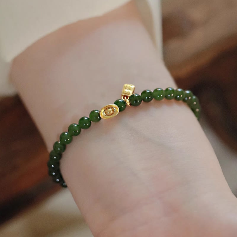 Buddha Stones Bracelet d'espoir relaxant en lingot d'agate verte - image 4