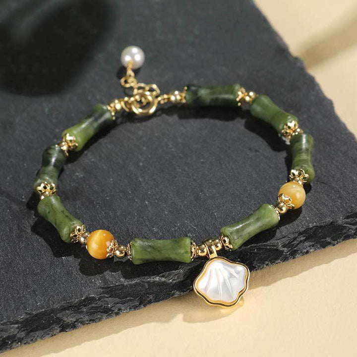 Buddha Stones Bracelet d'amour en péridot, agate verte, jade, cristal rose et obsidienne noire - Péridot (Tour de poignet : 13-19 cm) - image 0