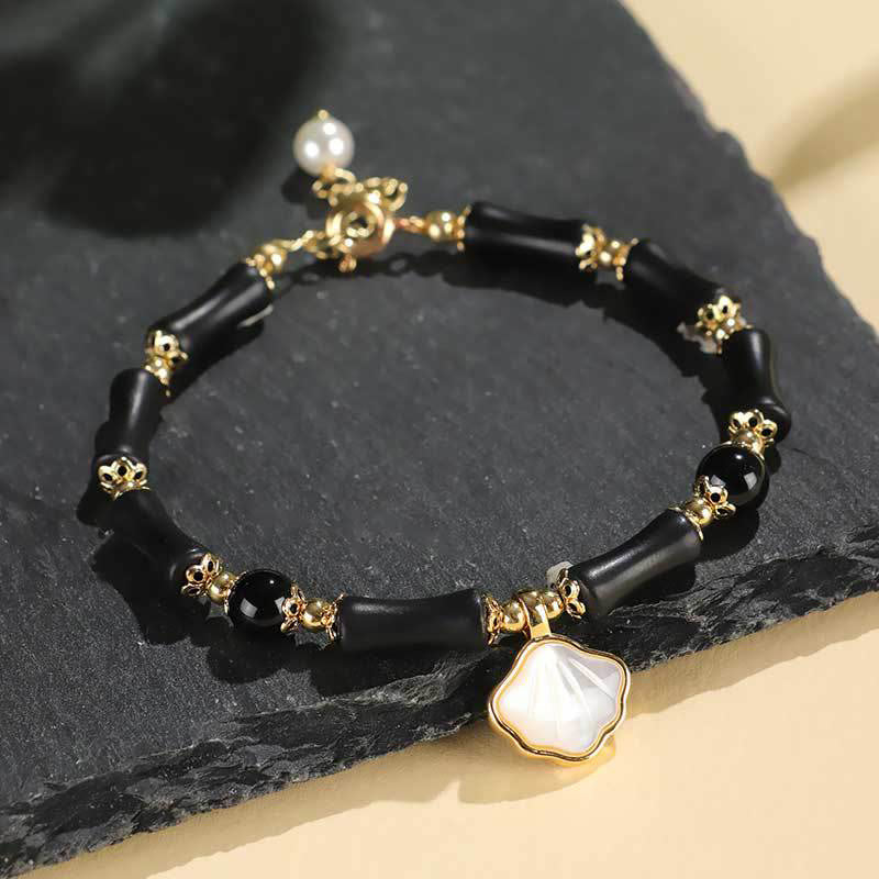 Buddha Stones Bracelet d'amour en péridot, agate verte, jade, cristal rose et obsidienne noire - Obsidienne noire (Tour de poignet : 13-19 cm) - image 10