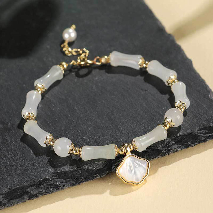 Buddha Stones Bracelet d'amour en péridot, agate verte, jade, cristal rose et obsidienne noire - Jade (Tour de poignet : 13-19 cm) - image 6