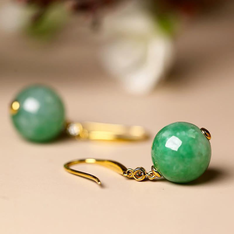 Buddha Stones Boucles d'oreilles Force et Courage en argent sterling 925 et calcédoine verte - image 8