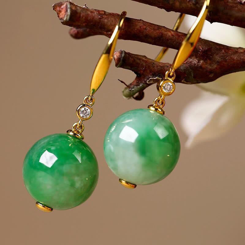 Buddha Stones Boucles d'oreilles Force et Courage en argent sterling 925 et calcédoine verte - image 3