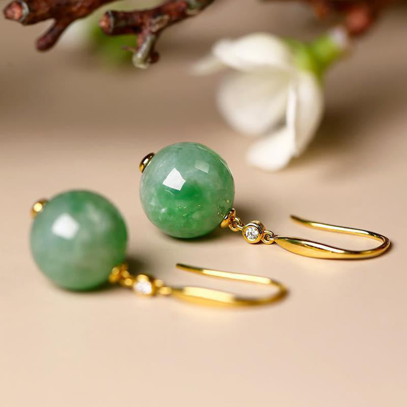 Buddha Stones Boucles d'oreilles Force et Courage en argent sterling 925 et calcédoine verte - image 4