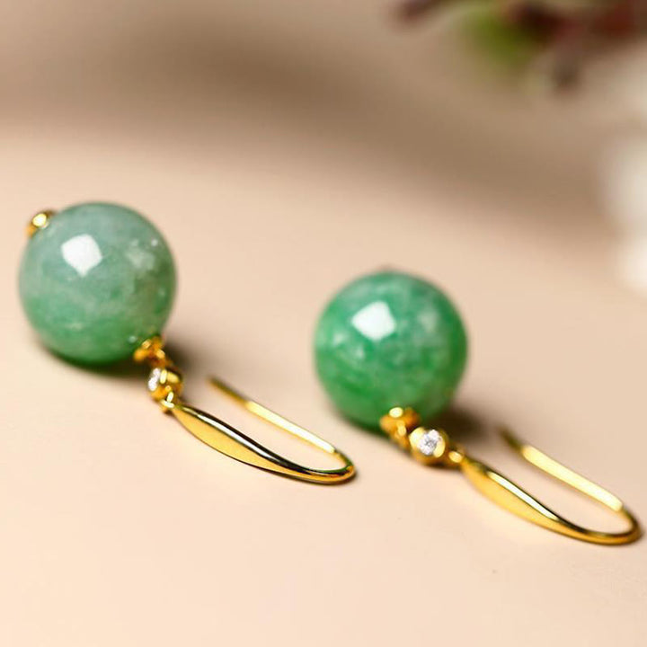 Buddha Stones Boucles d'oreilles Force et Courage en argent sterling 925 et calcédoine verte - image 7