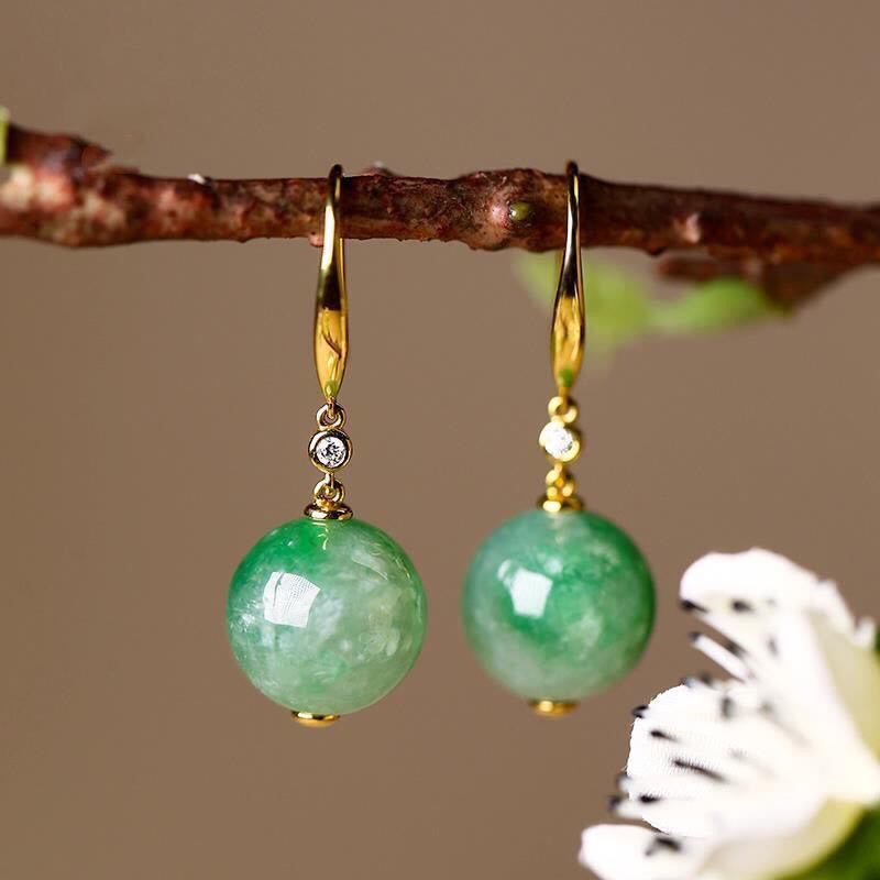 Buddha Stones Boucles d'oreilles Force et Courage en argent sterling 925 et calcédoine verte - image 2