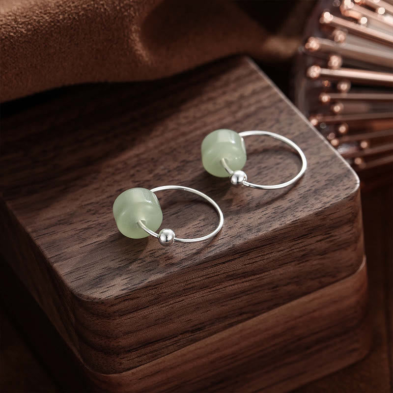 Buddha Stones Boucles d'oreilles en argent sterling 925 et jade Hetian, symboles de prospérité - image 8