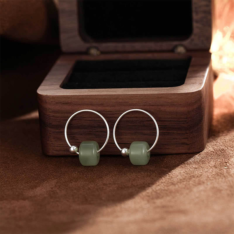 Buddha Stones Boucles d'oreilles en argent sterling 925 et jade Hetian, symboles de prospérité - image 7