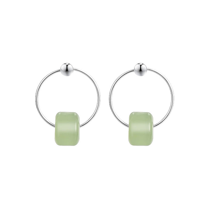 Buddha Stones Boucles d'oreilles en argent sterling 925 et jade Hetian, symboles de prospérité - image 9