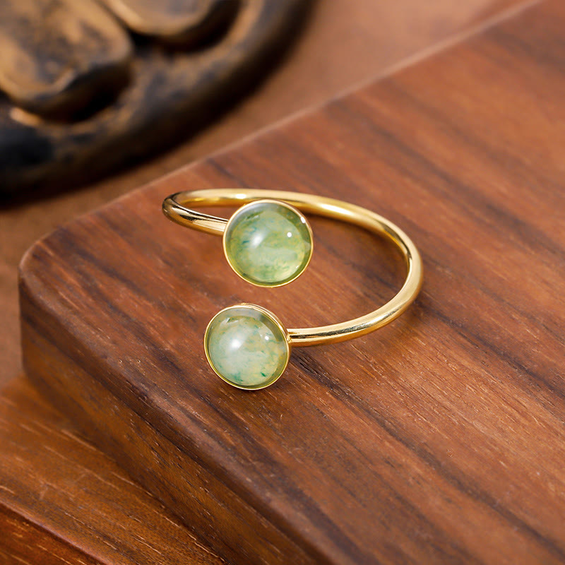 Buddha Stones Bague Balance Calm en acier titane - Perle verte en acier titane (réglable) - image 0