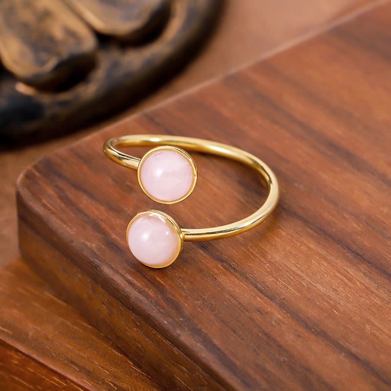 Buddha Stones Bague Balance Calm en acier titane - Perle rose en acier titane (réglable) - image 2