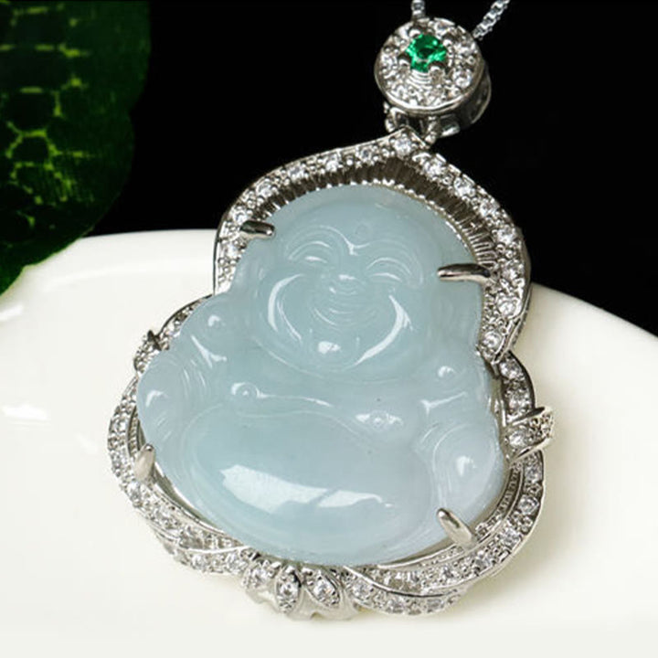Buddha Stones Pendentif Bouddha rieur en jade, symbole d'abondance - image 3