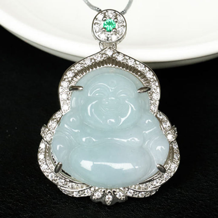 Buddha Stones Pendentif Bouddha rieur en jade, symbole d'abondance - image 2