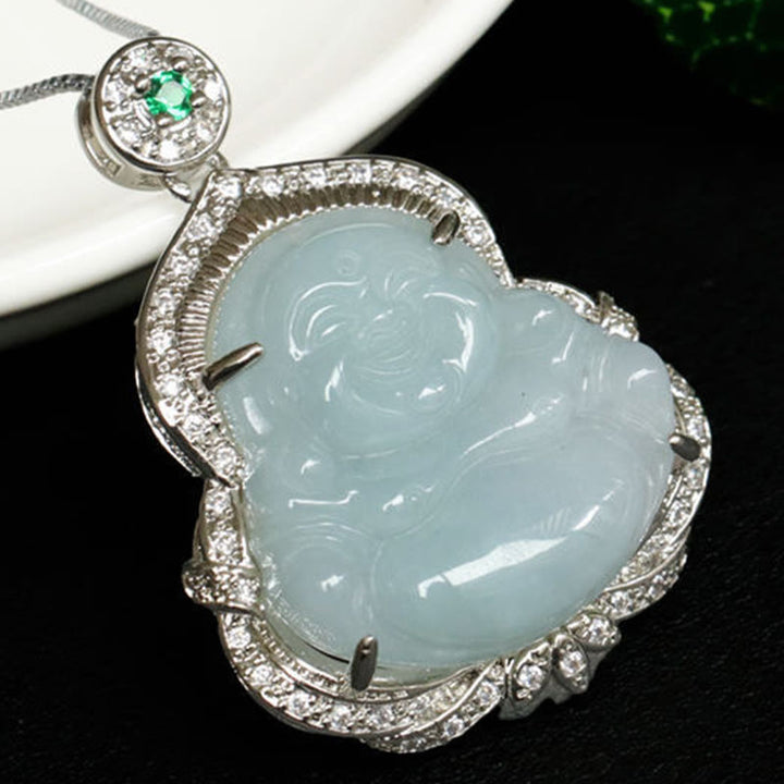 Buddha Stones Pendentif Bouddha rieur en jade, symbole d'abondance - image 9