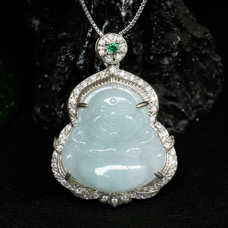 Buddha Stones Pendentif Bouddha rieur en jade, symbole d'abondance - image 7