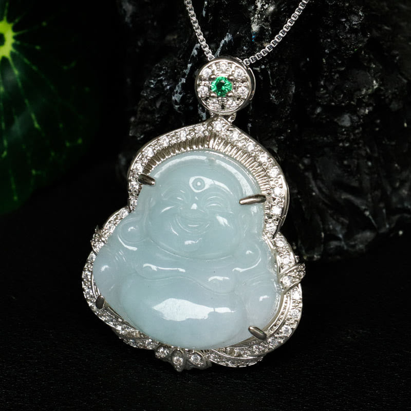 Buddha Stones Pendentif Bouddha rieur en jade, symbole d'abondance - image 8