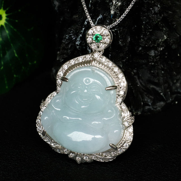 Buddha Stones Pendentif Bouddha rieur en jade, symbole d'abondance - image 8