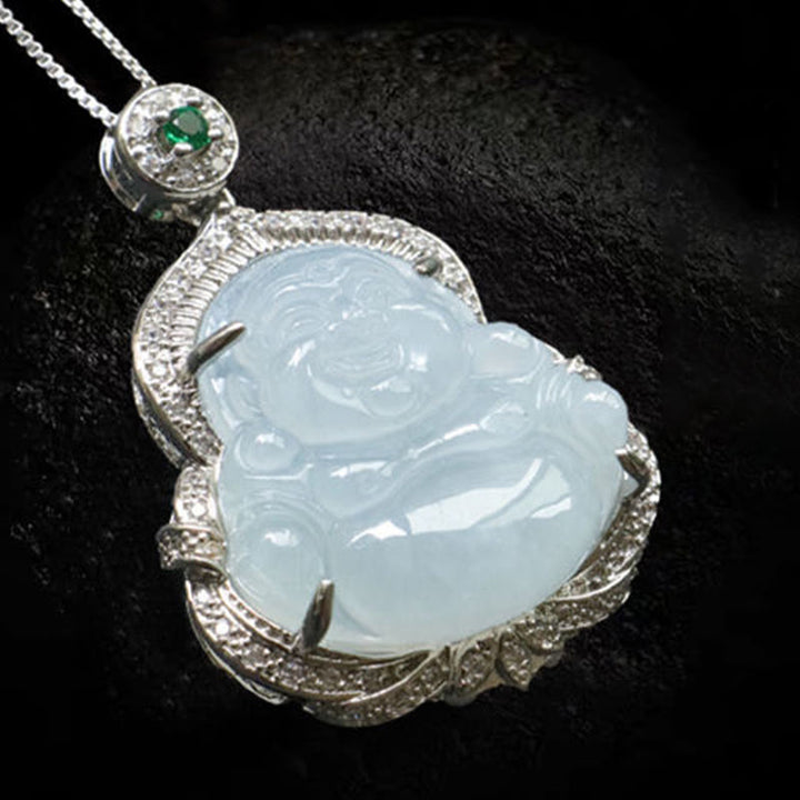 Buddha Stones Pendentif Bouddha rieur en jade, symbole d'abondance - image 11