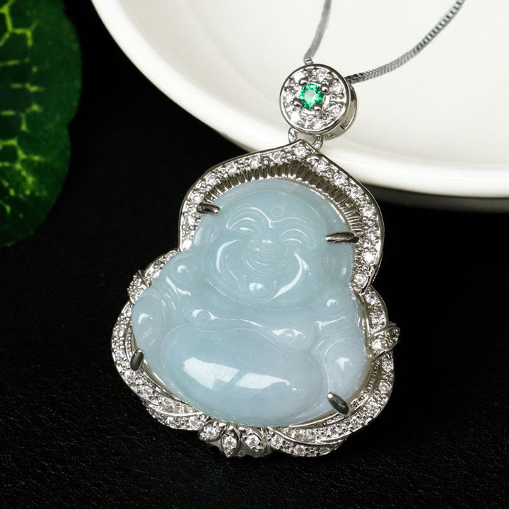 Buddha Stones Pendentif Bouddha rieur en jade, symbole d'abondance - image 9