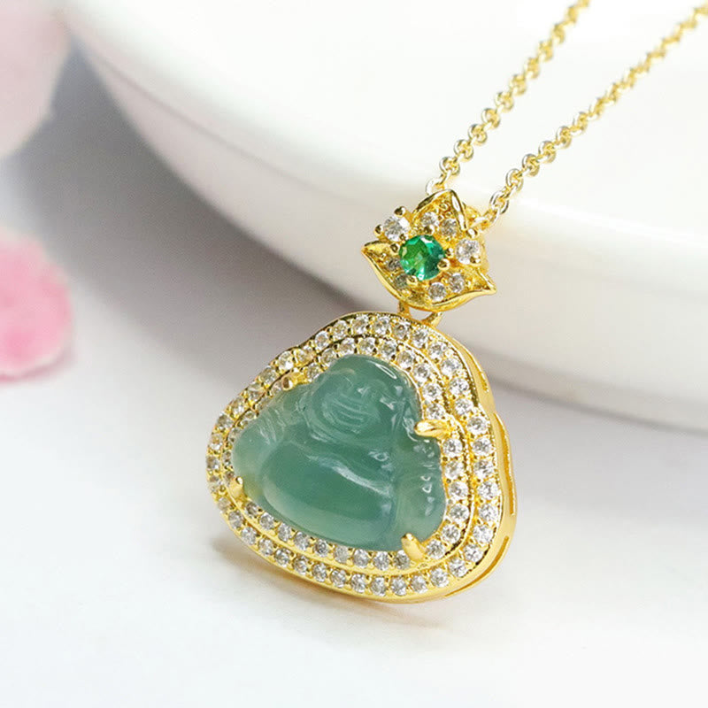 Buddha Stones Pendentif Bouddha rieur en jade, porte-bonheur et prospérité - image 8