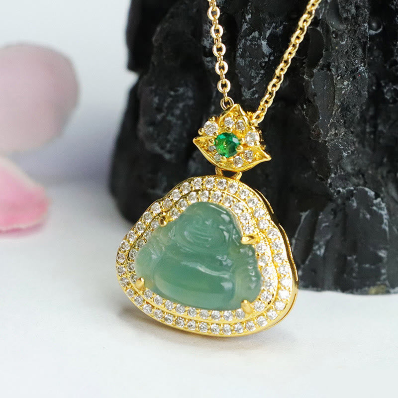 Buddha Stones Pendentif Bouddha rieur en jade, porte-bonheur et prospérité - image 4