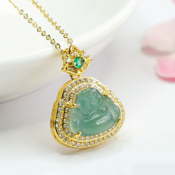 Buddha Stones Pendentif Bouddha rieur en jade, porte-bonheur et prospérité - image 8