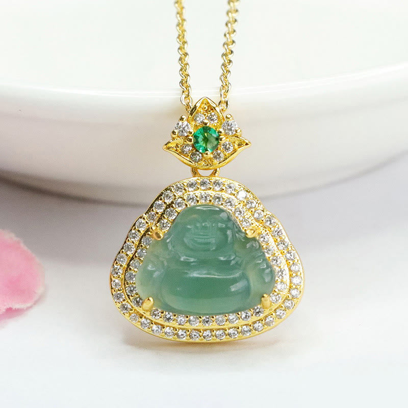 Buddha Stones Pendentif Bouddha rieur en jade, porte-bonheur et prospérité - image 2