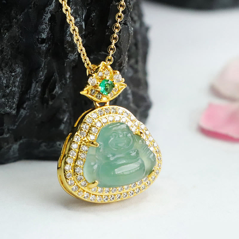 Buddha Stones Pendentif Bouddha rieur en jade, porte-bonheur et prospérité - image 7