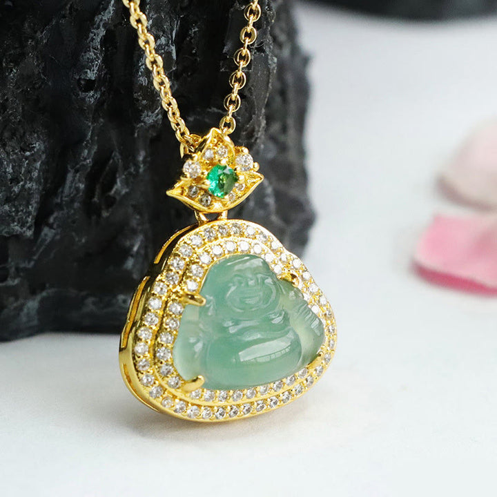 Buddha Stones Pendentif Bouddha rieur en jade, porte-bonheur et prospérité - image 7