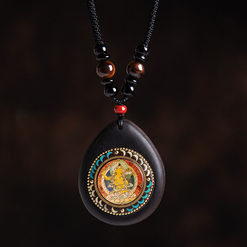 Buddha Stones Pendentifs de collier apaisants en bois d'ébène, œil de tigre et onyx noir, symbolisant le zodiaque chinois et le Bouddha natal - Bodhisattva Lapin-Manjushri - image 3