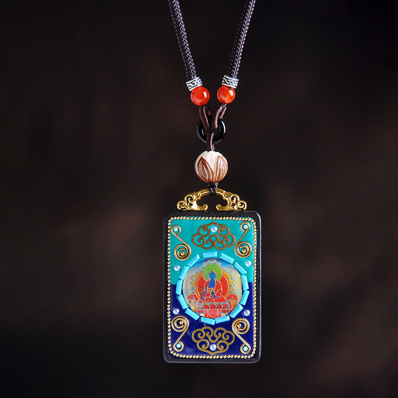 Buddha Stones Collier pendentif en bois d'ébène, symbole de paix - Bois d'ébène - image 0