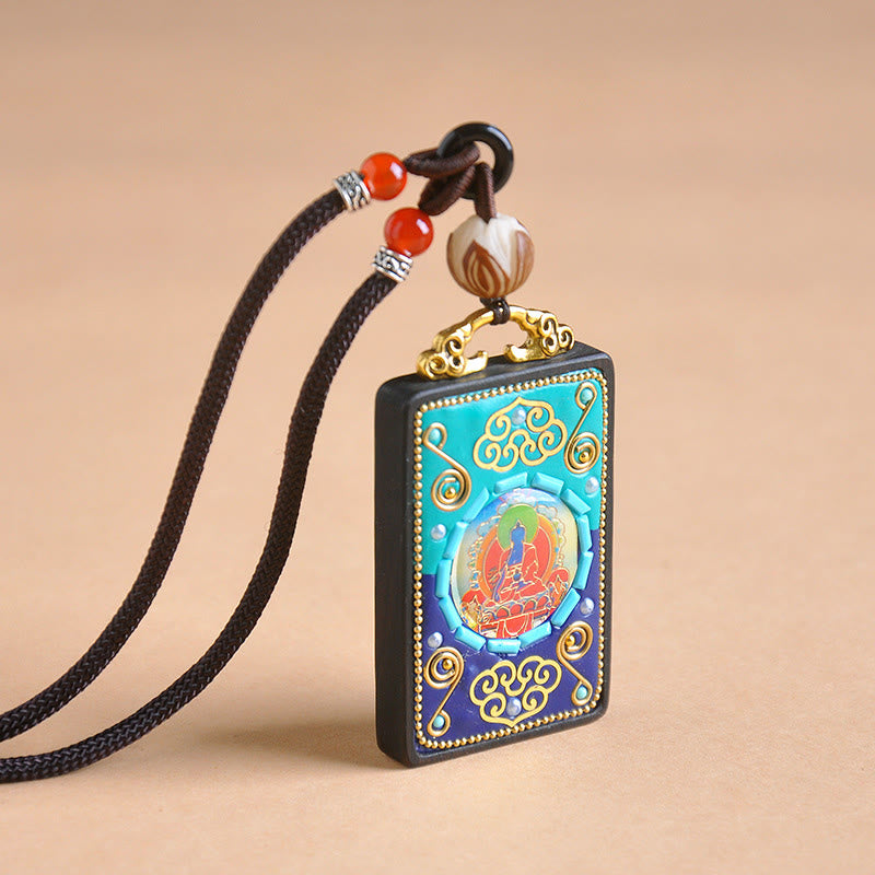 Buddha Stones Collier pendentif en bois d'ébène, symbole de paix - image 4