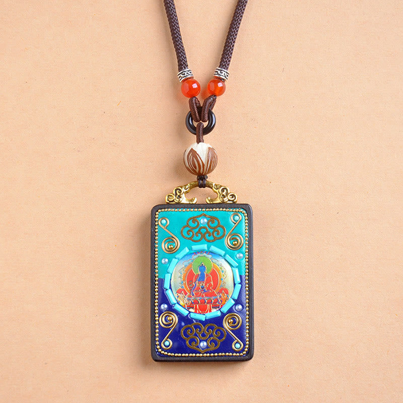 Buddha Stones Collier pendentif en bois d'ébène, symbole de paix - image 3