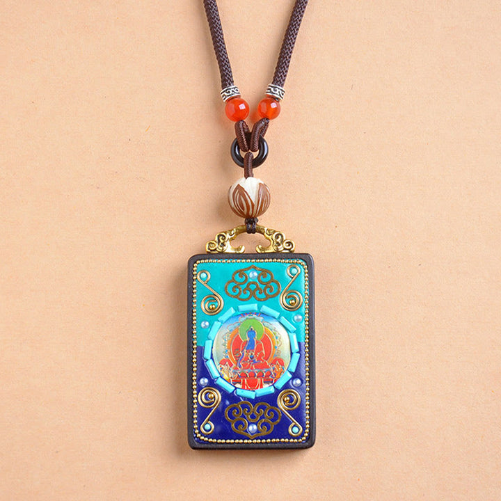 Buddha Stones Collier pendentif en bois d'ébène, symbole de paix - image 3