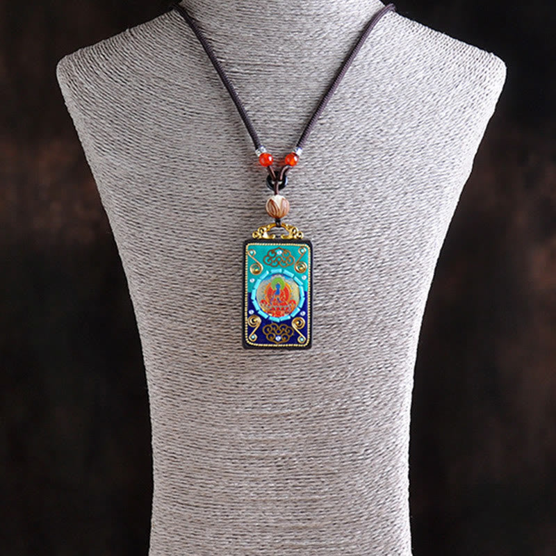 Buddha Stones Collier pendentif en bois d'ébène, symbole de paix - image 2