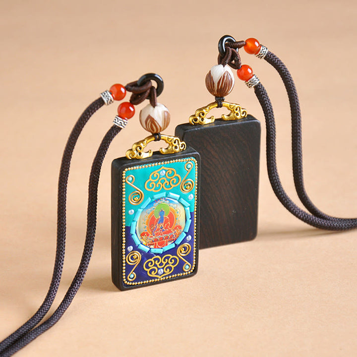 Buddha Stones Collier pendentif en bois d'ébène, symbole de paix - image 7