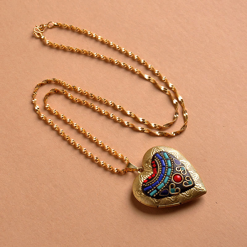 Buddha Stones Collier pendentif en cuivre Kwan Yin Avalokitesvara Zakiram richesse - Chaîne en forme de cœur (Longueur du collier : 60 cm) - image 17