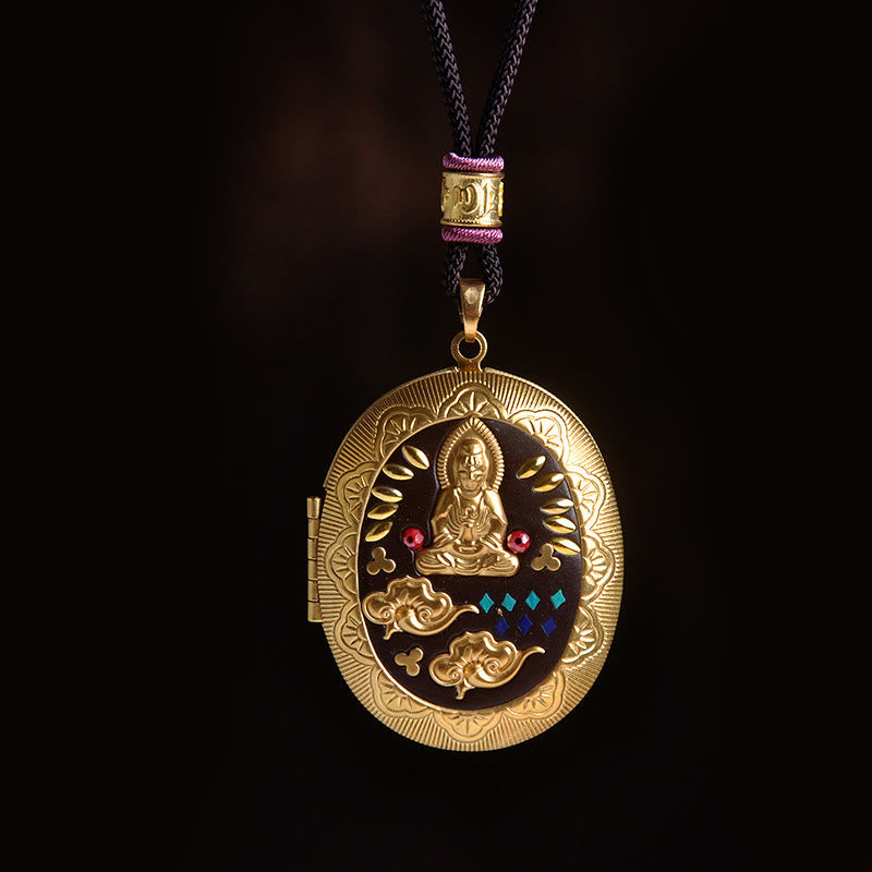 Buddha Stones Collier pendentif en cuivre Kwan Yin Avalokitesvara Zakiram richesse - Cordon d'Avalokitesvara (Longueur du collier : 72 cm) - image 24