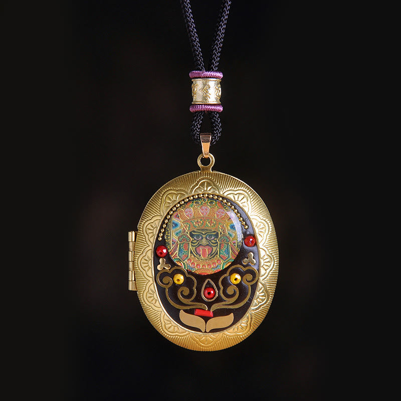 Buddha Stones Collier pendentif en cuivre Kwan Yin Avalokitesvara Zakiram richesse - Cordon Zakiram (Longueur du collier : 72 cm) - image 27