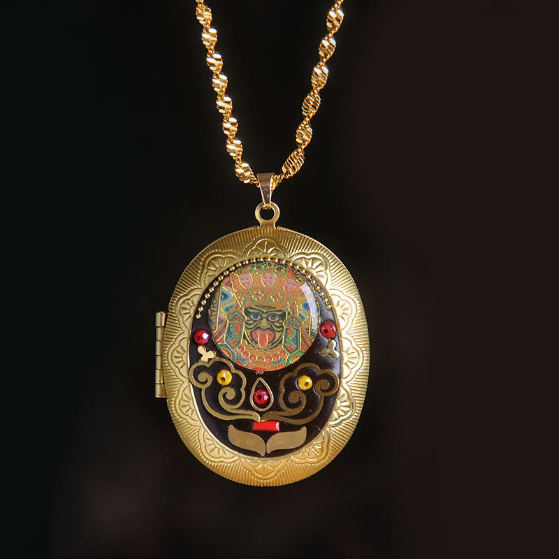 Buddha Stones Collier pendentif en cuivre Kwan Yin Avalokitesvara Zakiram richesse - Chaîne Zakiram (Longueur du collier : 60 cm) - image 28