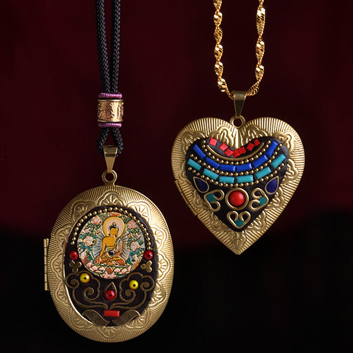 Buddha Stones Collier pendentif en cuivre Kwan Yin Avalokitesvara Zakiram richesse - image 0