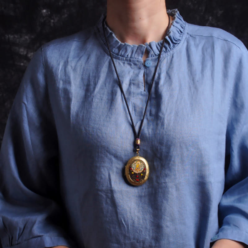 Buddha Stones Collier pendentif en cuivre Kwan Yin Avalokitesvara Zakiram richesse - image 4