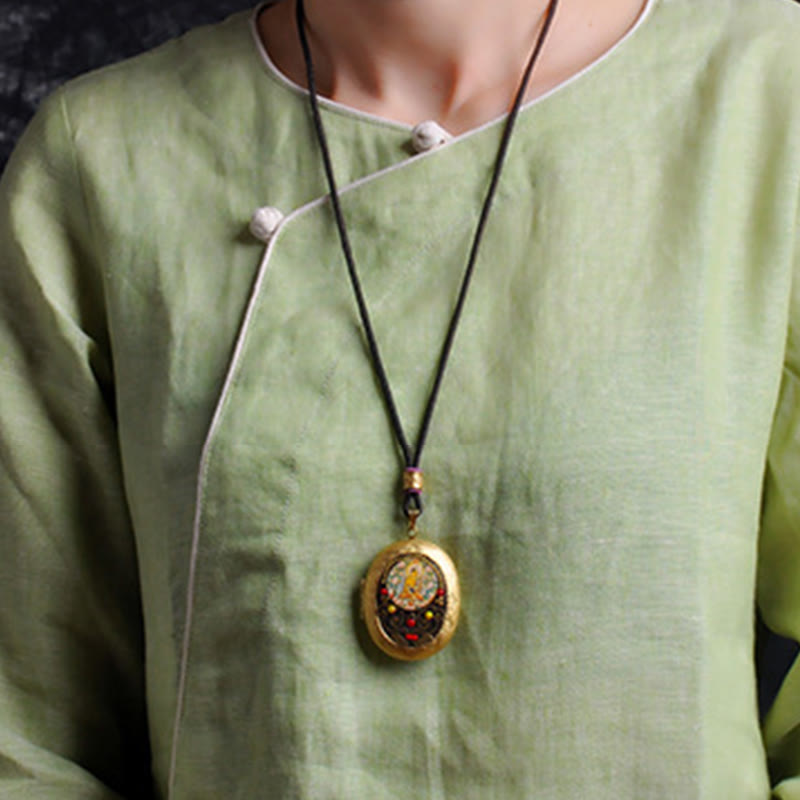 Buddha Stones Collier pendentif en cuivre Kwan Yin Avalokitesvara Zakiram richesse - image 6