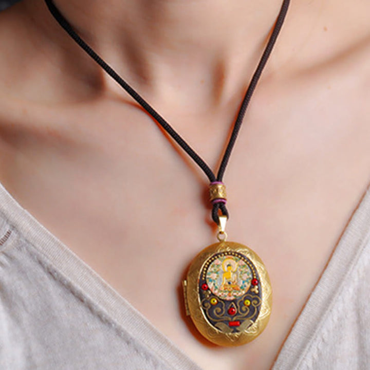 Buddha Stones Collier pendentif en cuivre Kwan Yin Avalokitesvara Zakiram richesse - image 7