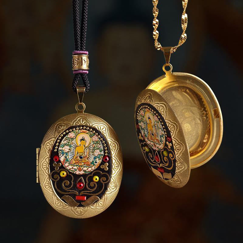 Buddha Stones Collier pendentif en cuivre Kwan Yin Avalokitesvara Zakiram richesse - image 11